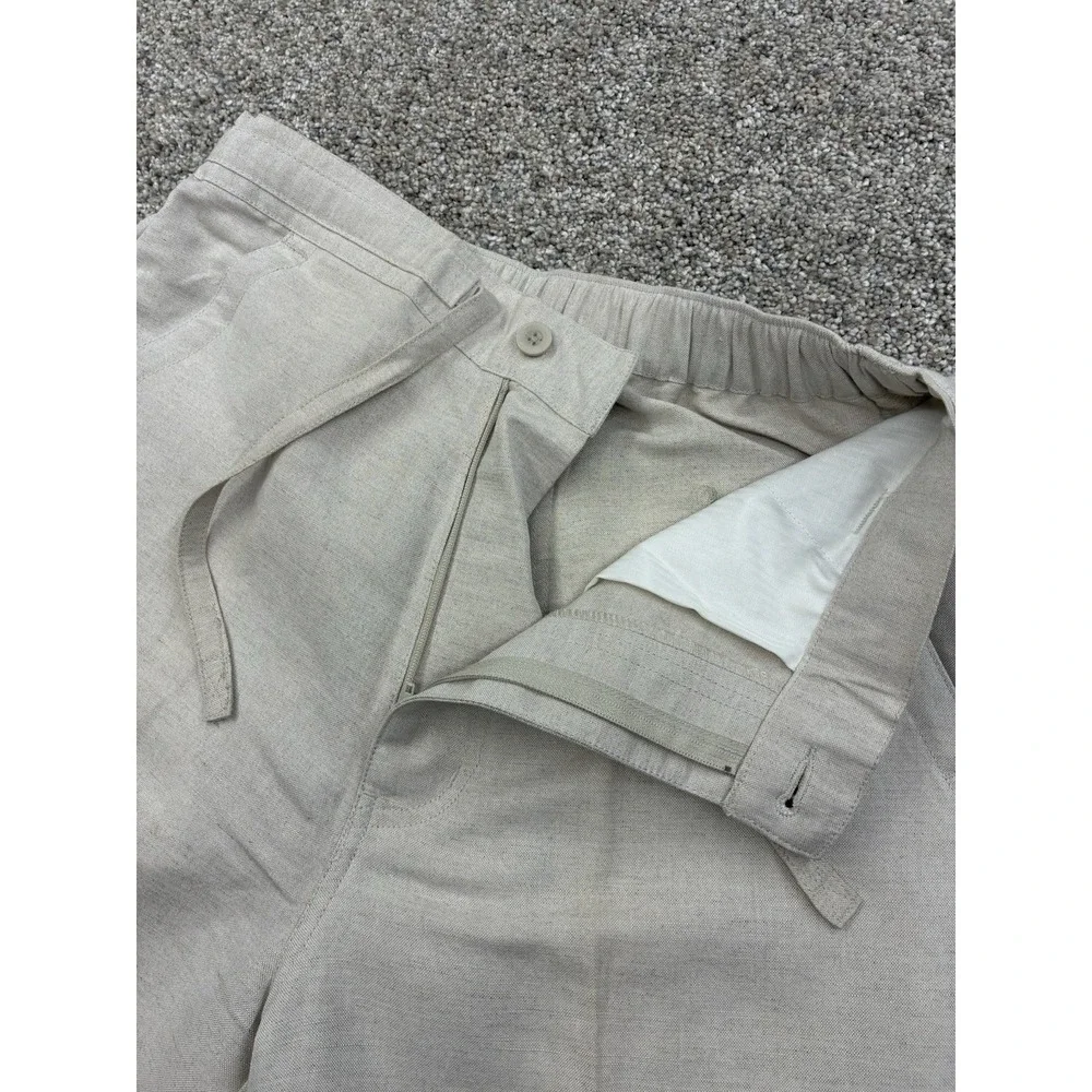 Cubavera Men's Linen Blend Casual Drawstring Pants Beige Small (28-30) #0405